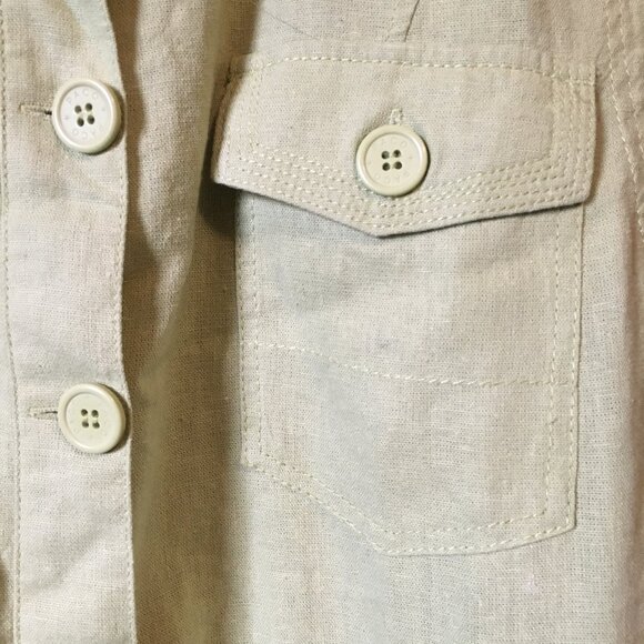 Paco Lime Green Linen Blend Sleeveless Button Up Utility Vest - Picture 5 of 14